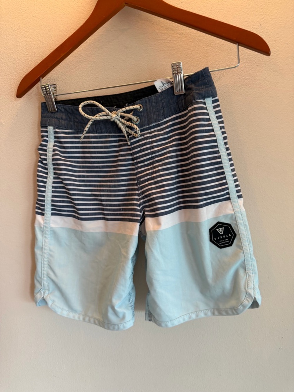 Vissla Boys Blue Striped Colorblock Board Shorts Swim Trunks Size 24 B113OTWB